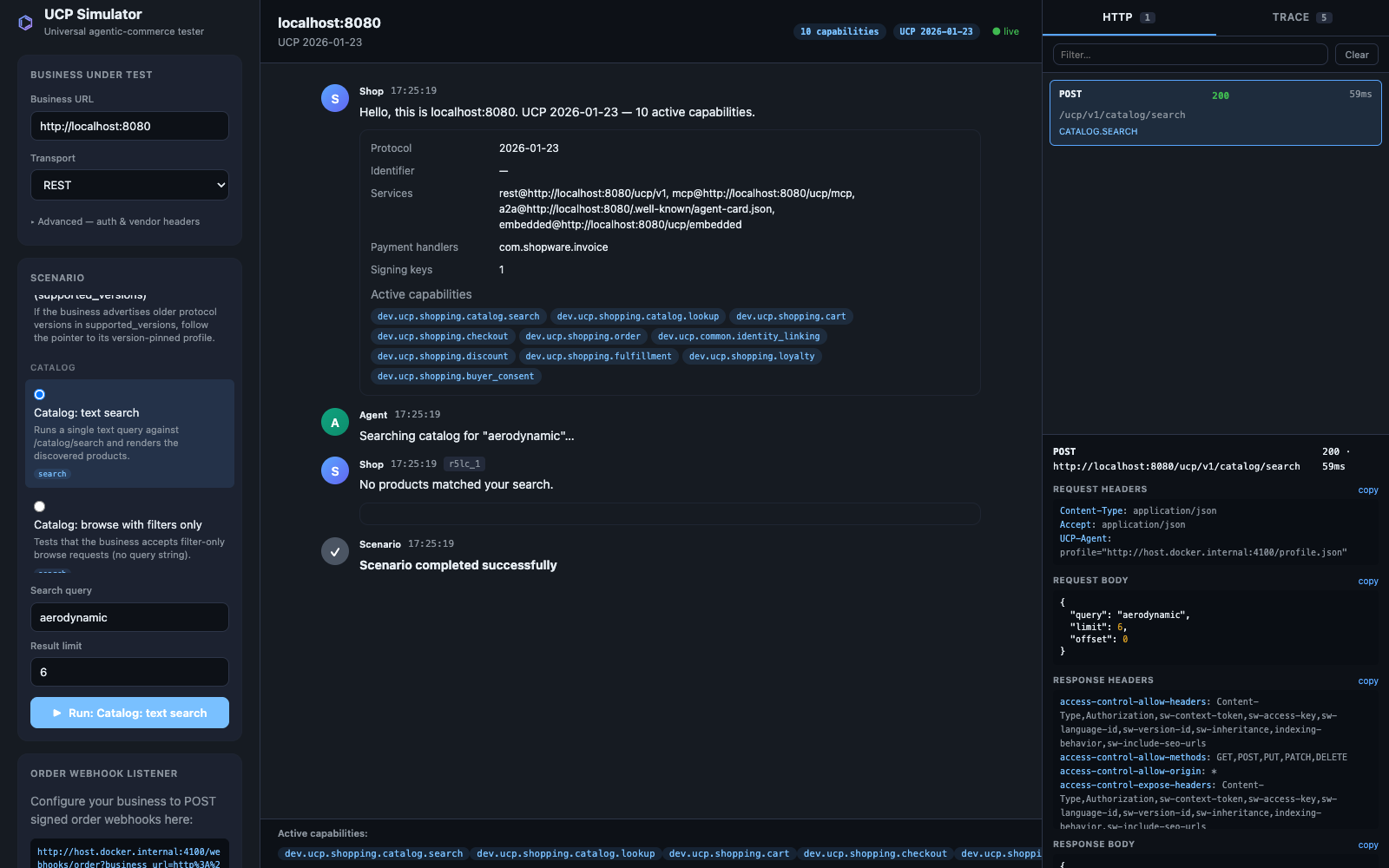 Simulator debug pane expanded